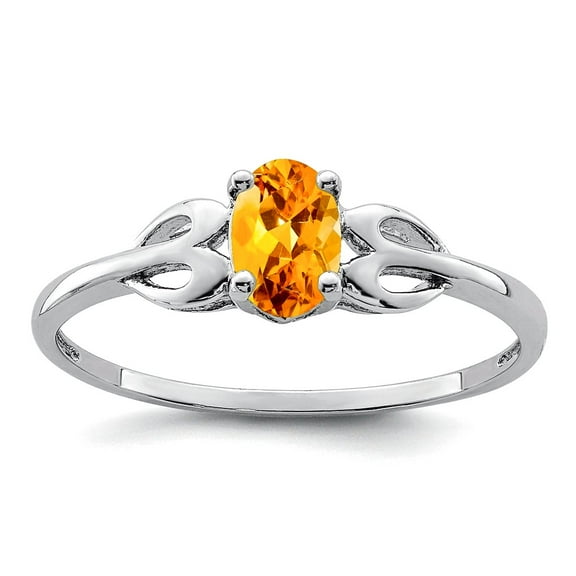 925 Sterling Silver Polished Citrine Ring Size 8 2mm Wide Ring for Women - .42 cwt