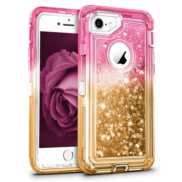 iPhone 6 Plus Case, Cellularvilla Glitter Heavy Duty Liquid Bling Quicksand in Hybrid Hard Bumper Soft Clear Rubber Protective Cover For Apple iPhone 6 Plus / 6s Plus - Walmart.com
