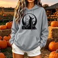 thumbnail image 2 of Staron Halloween Hoodies for Women Witch Pumpkin Moon Gothic Print Pullover Tops Long Sleeve Crewneck Casual Sweatshirt Tops, Gray S, 2 of 5