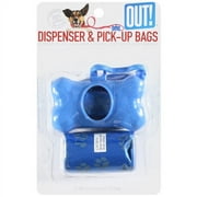 OUT! Bone Dispenser for Dogs with 30 Waste Pick-Up Bags, Blue