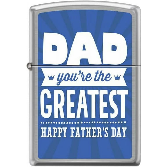 Zippo Lighter-Happy Fathers Day Brushed Chrome Windproof Lighter #Z5419