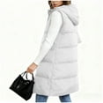 thumbnail image 7 of ZHYou Long Puffer Vest for Women Quilted Hooded Vest Padded Sleeveless Coat Jackets with Pockets,White,Size:M, 7 of 7