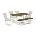 thumbnail image 2 of East West Furniture V-Style 6-piece Wood Dining Set in Linen White/Doeskin, 2 of 6
