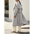 thumbnail image 6 of Womens Oversized Long Trench Coat Double Breasted Lapel Windproof Overcoat with Belt, 6 of 6