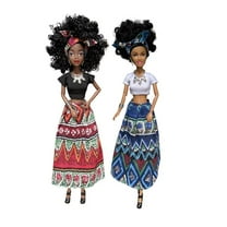 A-Waroom 2 Pcs 12 inch Black Doll with Curly Hair African Black Doll Moveable Jointed Body Doll Toys for Girls Birthday Gift