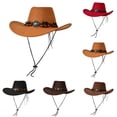 thumbnail image 3 of Xfvqtps Mens and Womens Cowboy Hat Adjustable Strap Wide Brim Vintage Bead Straps Western Cowboy Style Sun Hat, 3 of 3
