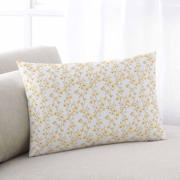 Yellow Spring Floral Throw Pillow Covers, Elegant Watercolor Summer Botanical Soft Breathable Pillow Cases with Zipper for Sleeping, King Size Pillowcases for Couch Bed Sofa Chair 20x36 Inches