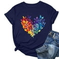 thumbnail image 1 of Liquidation d'Économies! BEFOKA Hauts pour Femmes Grande Taille en Liquidation, Blouse T-shirt d'Été Décontractée pour Femmes, T-shirt Imprimé à Col Rond à Manches Courtes pour Femmes, Haut à Manches Courtes à Col Rond, 1 of 4
