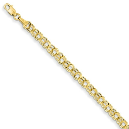 14k Yellow Gold 7in 4.5mm Hollow Double Link Charm