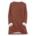 thumbnail image 4 of Mepaouo Women Warm Sherpa Lined Fleece Crewneck Sport Sweatshirt Pullover Loungewear(Brown,M), 4 of 4