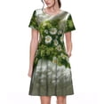 thumbnail image 1 of Kdxio Robe T-Shirt Décontractée pour Femmes, Imprimé Marguerites, Manches Courtes, Été, avec Poches, 1 of 6