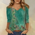 thumbnail image 2 of 3/4 Sleeve Tops for Women,3/4 Sleeve T Shirts for Women,Womens 3/4 Sleeve Tops,Womens 3/4 Sleeve Tops And Blouses,Womens 3/4 Sleeve Summer Tops,Womens 3/8 Sleeve Summer Tops 01-Green L, 2 of 5