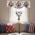 thumbnail image 4 of Independence Day Tie Up Valances Curtain, Adjustable Kitchen Red Blue USA Flag Penang Flower Stars Linen Texture Valances for Windows Rod Pocket Short Curtains Set for Bedroom/Bathroom, 54"x18", 4 of 9