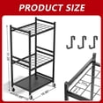 thumbnail image 2 of Garden Tool Organizer for Garage,Metal,Yard Tool Stand Holder Organizer for Long-Handled, Broom,Shovel,Rake,Sturdy Heavy Rack for Outdoor,Black,Sturdy Metal Steel Holder With 3 Hooks,With Wheels, 2 of 6