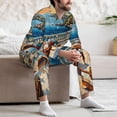 thumbnail image 7 of Salouo Coastal Style Garden Villa Print Button-Front Long Sleeve Pajama Set for Men, Soft 2Pjs Men's Long Sleeve Sleepwear-Small, 7 of 7