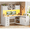 White, variant on 55" Farmhouse L Shaped Computer Desk with 4 Drawers and Storage Shelves, Corner Office Desk with LED Lights and Hutch
