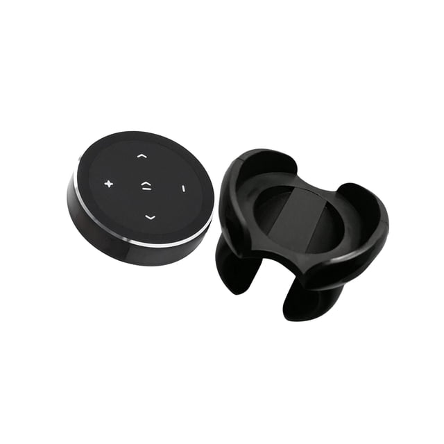 Transemion Wireless Car Media Steering Wheel Remote Control Music Streaming Black Black with Bracket 36x36x8.5mm 1Set
