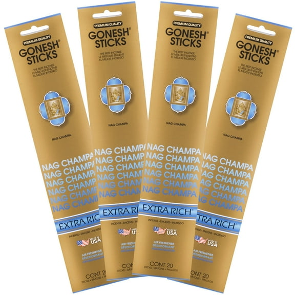 Gonesh Collection Nag Champa – 4 Pack-Extra Rich Incense, 80 Count