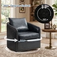 thumbnail image 3 of Bonzy Home 360° Swivel Accent Chair Set of 4 with Throw Pillow, PU Leather Mid Century Modern Armchair with Rivets, Comfy Swivel Barrel Chair for Living Room Bedroom, Navy, 3 of 6