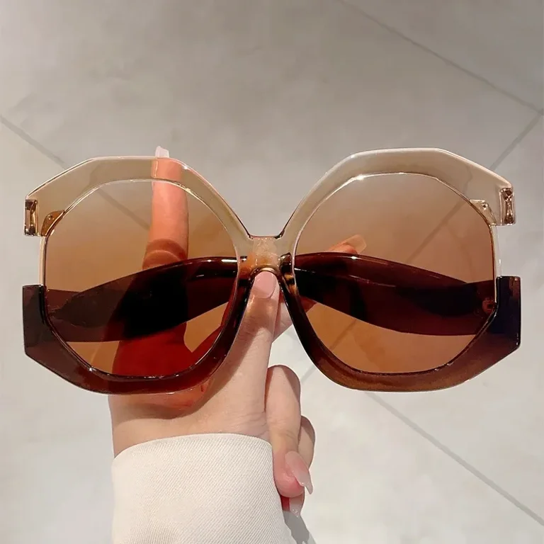Multicolor Oversized Round Women\'s Sunglasses Rainbow Mirror Lens Sunglasses Womens Oversized Round Circle  main image 2