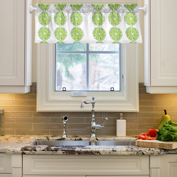 Green Lemon Curtain Valances Farmhouse Design Window Treatment Decor Blackout Rod Pocket for Windows Living Room Kitchen 54" x 18"
