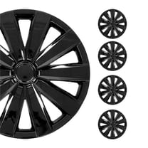 Omac USA 96HCA152B 16 in. Black Hub Caps Wheel Cover - 4 Piece