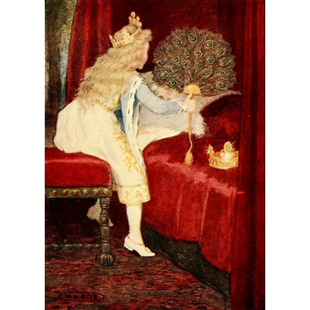 Fan Art - The Princess & the Curdie 1908 Fan of peacock feathers Canvas Art - Maria Kirk (18 x 24)