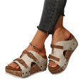 thumbnail image 2 of Domuza Women Wedge Sandals 2026 Cork Footbed Sandals Open Toe Buckle Band Platform Wedges Casual Comfortable Summer Dressy Shoes White 8.5（EU-41）, 2 of 4