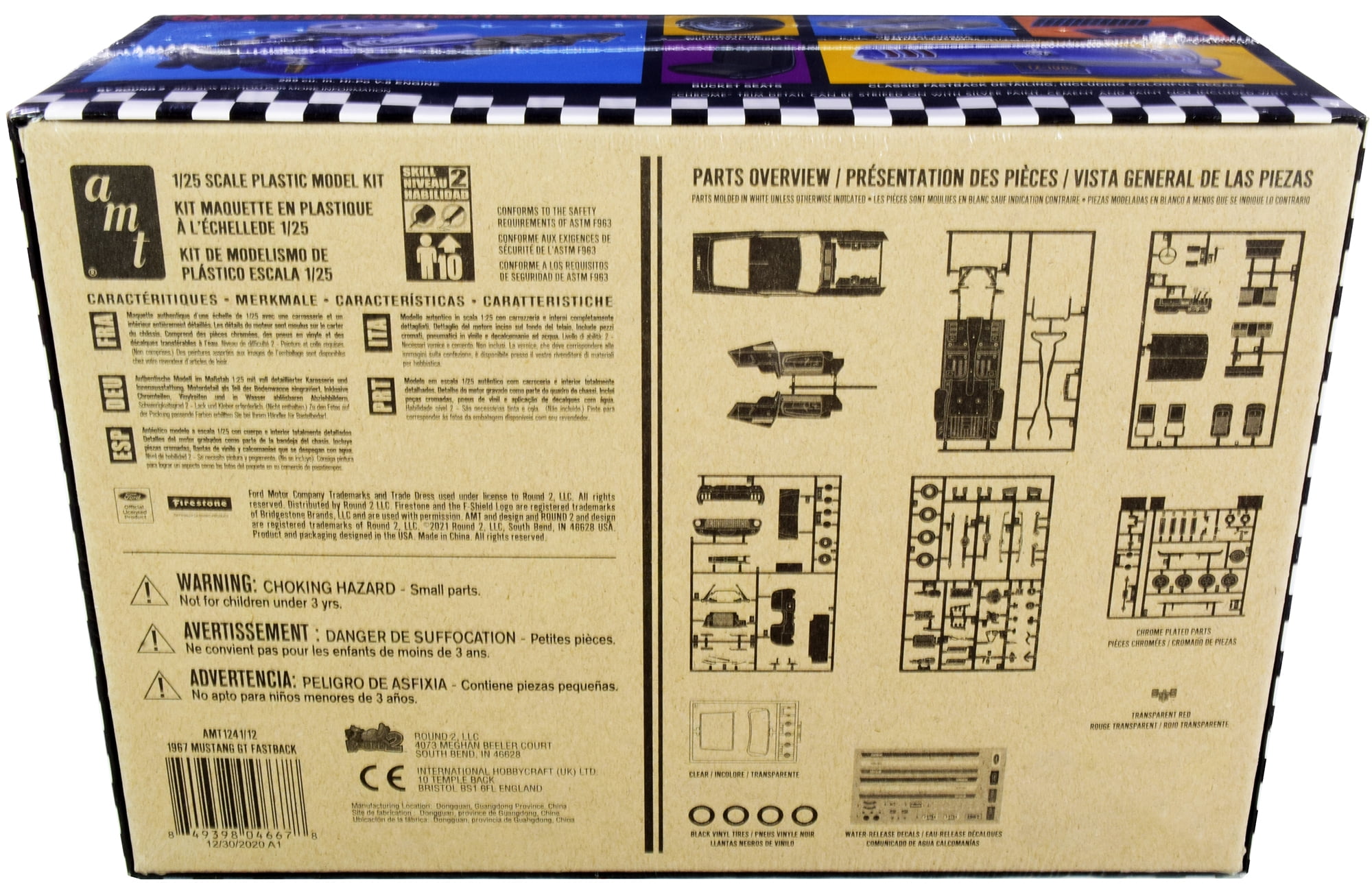 Skill 2 Model Kit 1967 Ford Mustang GT Fastback 125 Scale Model by AMT AMT1241