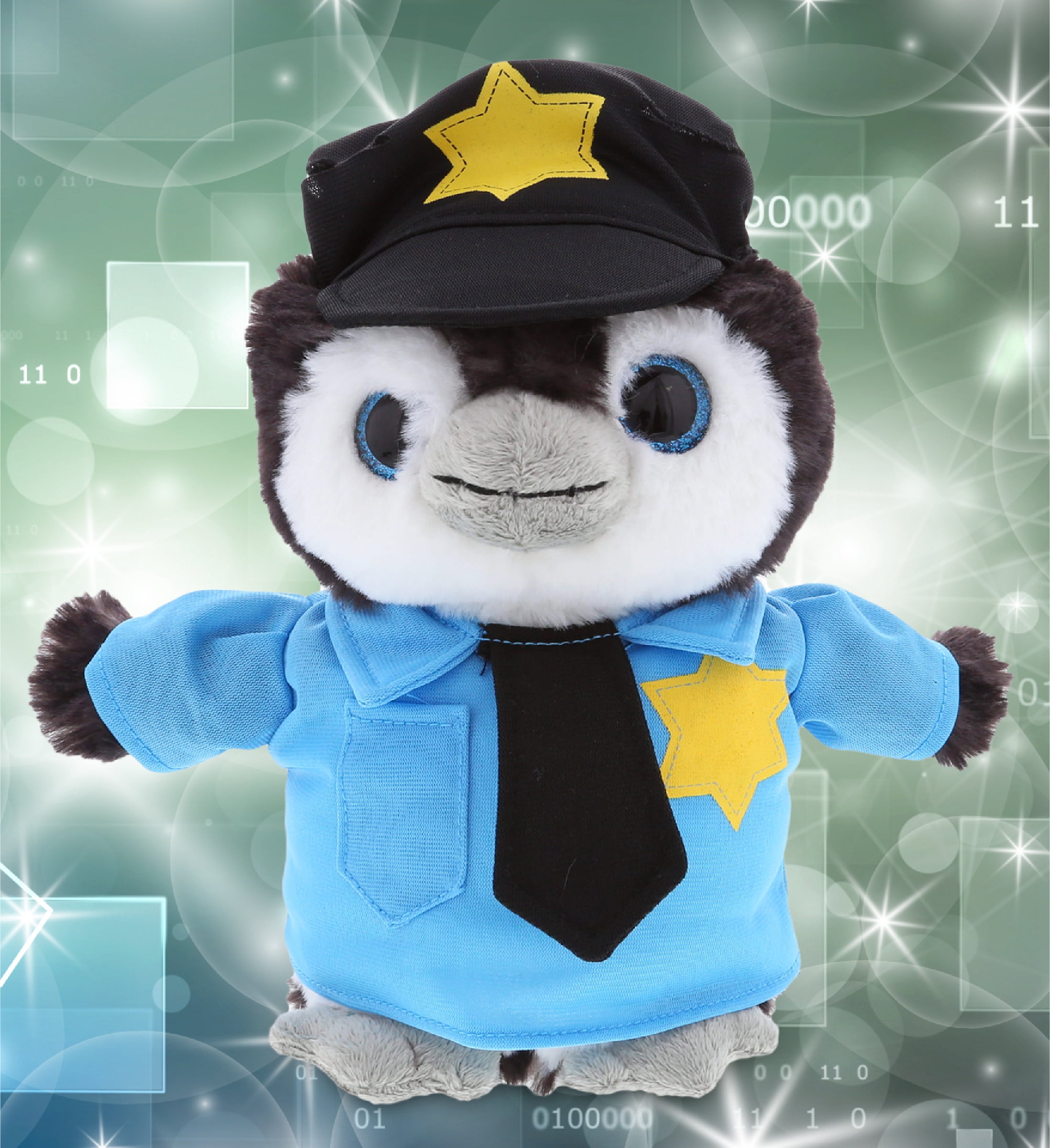 DolliBu Grey Penguin Police Officer Plush Toy with Cute Cop Uniform - 9 inches