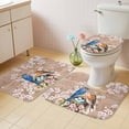 thumbnail image 4 of Spring Birds Bathroom Rugs Set Watercolor Bird Nest Eggs Pink Floral Leaf Plant Brown Wood Grain Non Slip Absorbent Bath Mats 3 Piece Set, U-Shaped Floor Mat, Toilet Seat Cover Small Size, 4 of 9