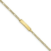 GEMAPEX 10K Yellow Gold bracelet ID Figaro 5.5 in 4.4 mm 2.45