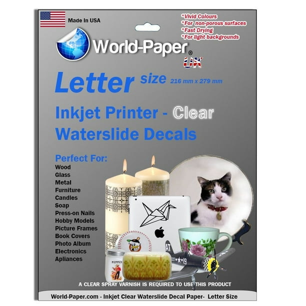waterslide decal paper inkjet clear 85 x 11 5 sheets