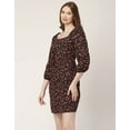 thumbnail image 4 of Moomaya Printed Short Dresses For Women, Button-Up Square Neck 3/4Th Sleeve Dress, 4 of 8
