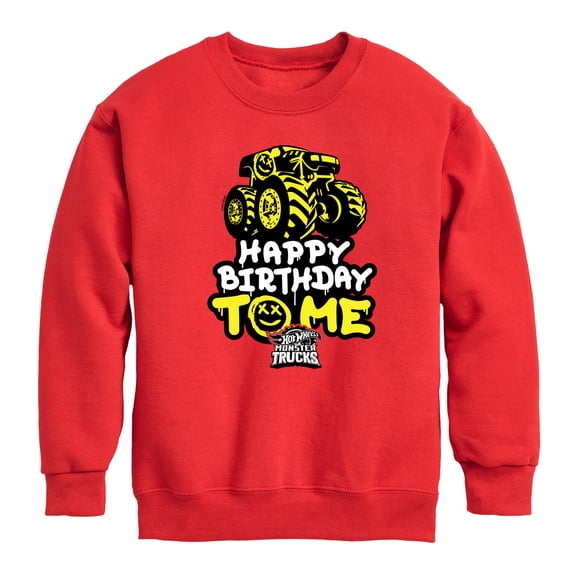 Hot Wheels - Happy Birthday To Me Graphic Long Sleeve Fleece Sweatshirt