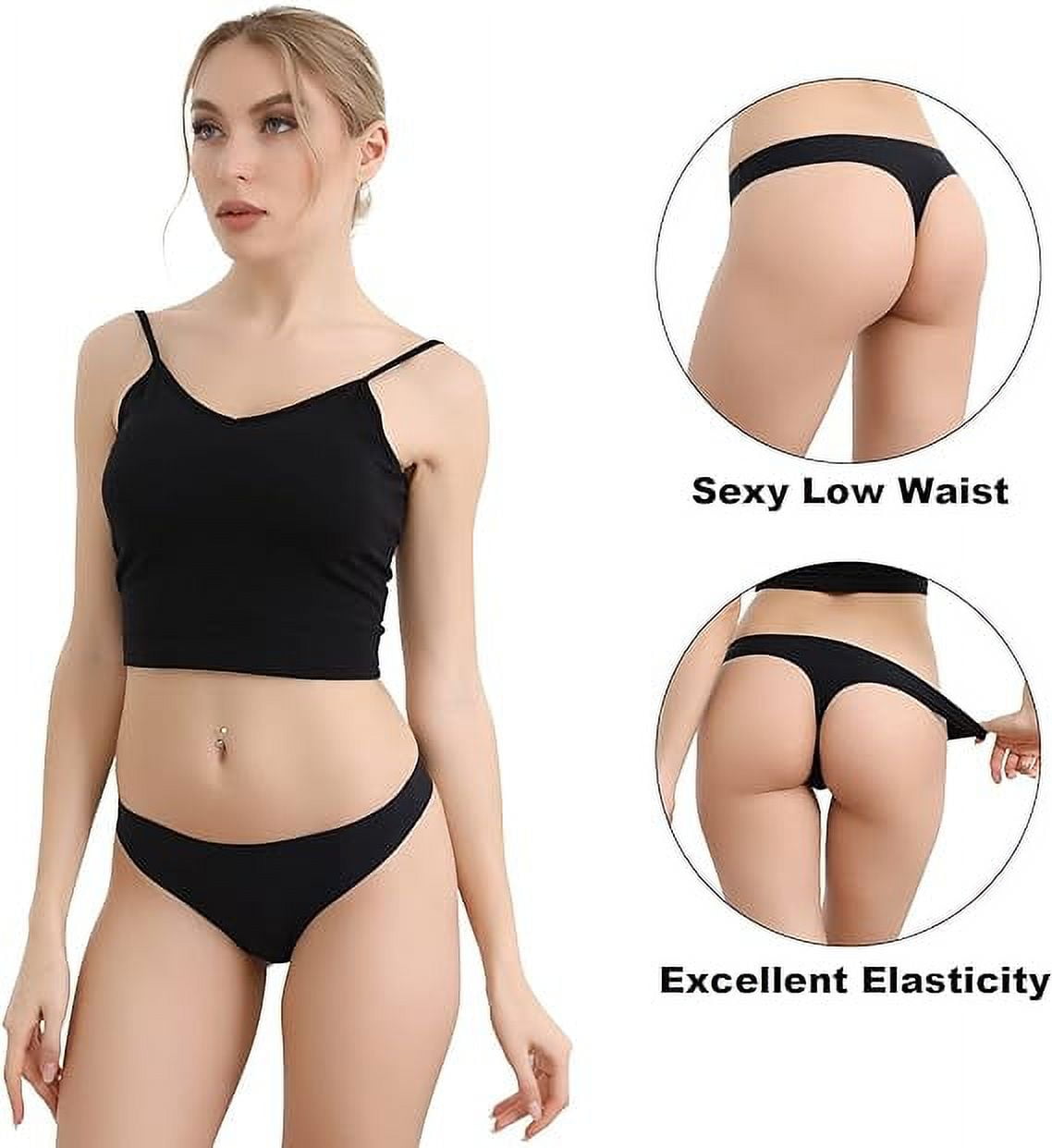 Mugomvla Thongs for Women Underwear No Show Seamless Low Rise Stretch  Invisible Panties 6 Pack