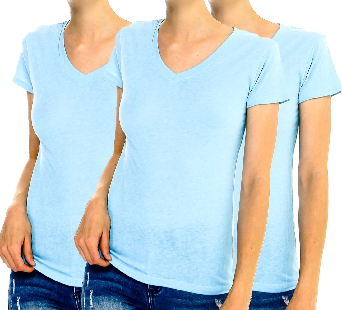 Naf Inc Juniors VNeck TShirt 3 Pack Turquoise XLarge