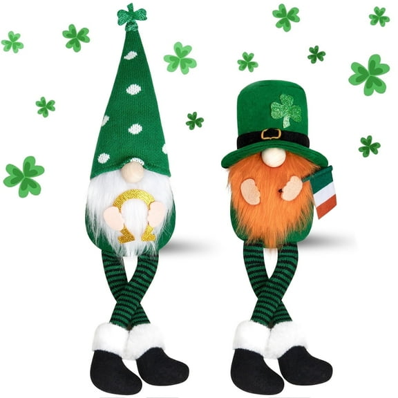 Zsiparty St Patricks Day Decorations, 2 Pcs Gnomes Plush St Patricks Day Gifts for Kids Home Table Decor, 20 inch (Green)