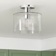 thumbnail image 2 of Evelyn&Zoe 10" Polished Nickel Finish Metal/Glass Semi Flush Mount, 2 of 6