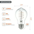 thumbnail image 6 of Better Homes & Gardens A19 LED Vintage Light Bulb, 4 Watts (40W Equivalent), Soft White, Thin Filament, E26, 2PK, 6 of 13