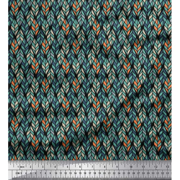 Soimoi Cotton Jersey Fabric Leaves Small Print Sewing Fabric Yard 58 Inch Wide