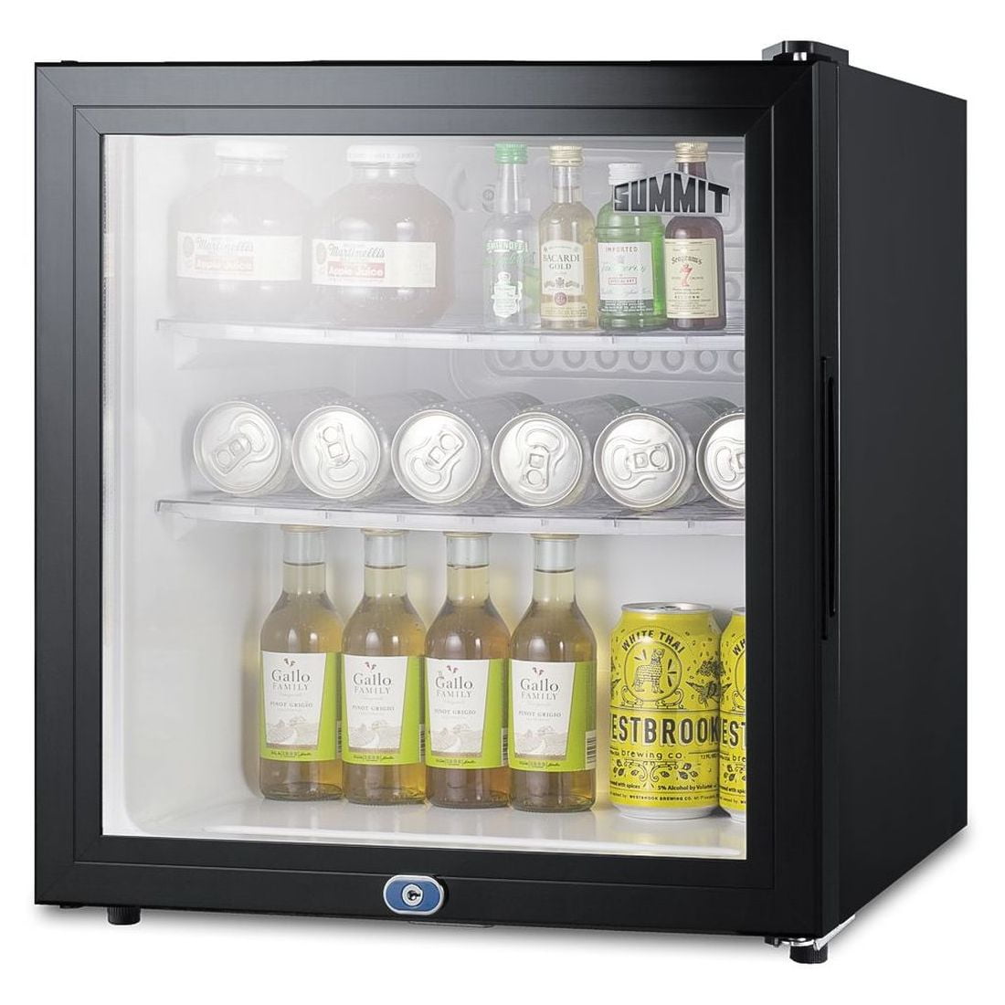 Summit 18" Wide Compact Minibar - Black/Glass Door