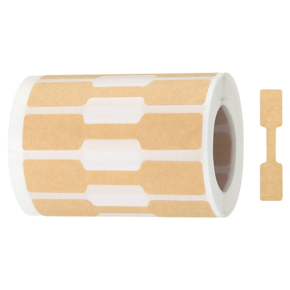Uxcell 1 Roll Blank Tamper Evident Labels 0.47x1.36 Inch Adhesive Dumbbell Shape Top Stickers for Coffee Cup, Storage Jar, 500 Count/Roll Brown