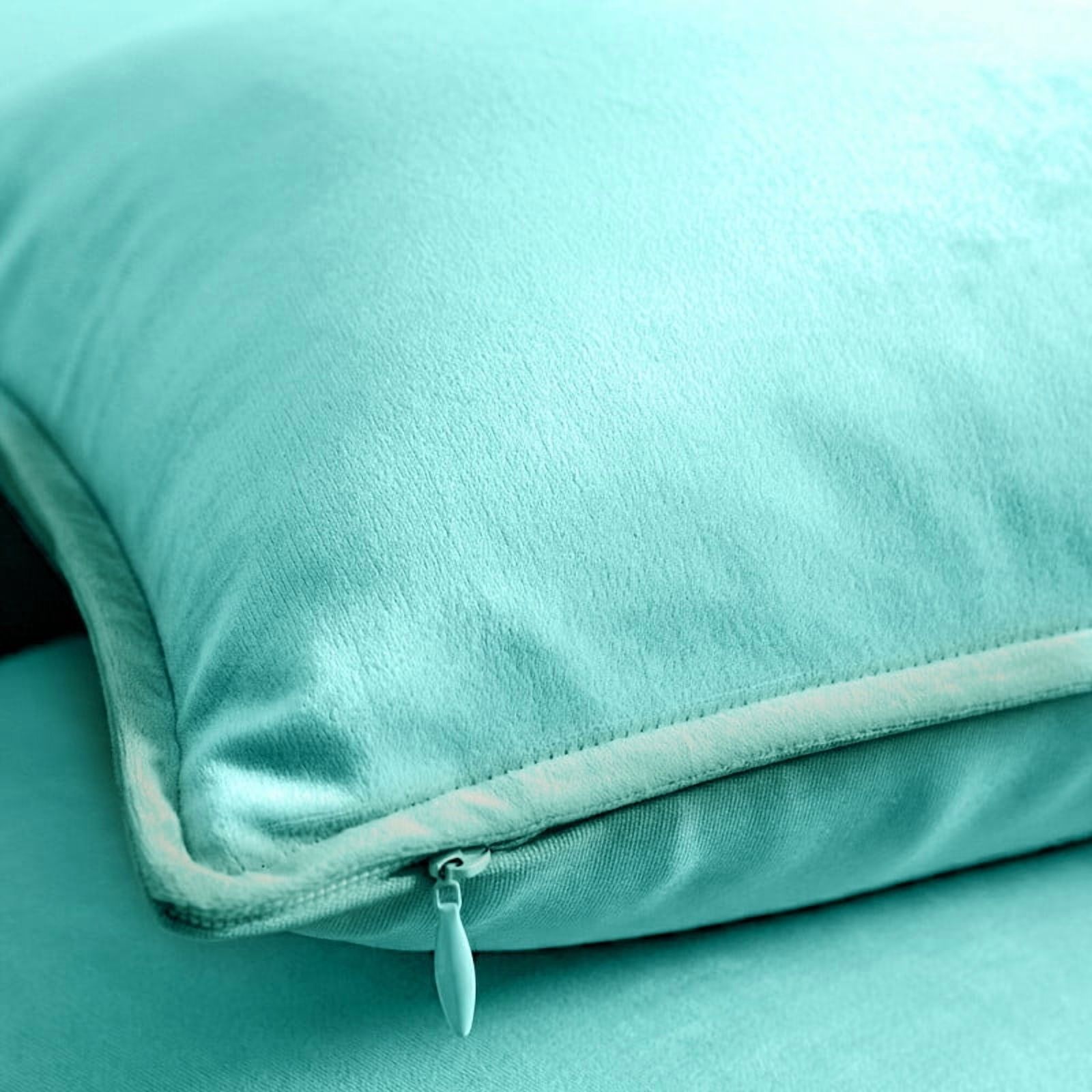 A1HC Set of 2 Luxurious Soft Velvet Throw Pillow Covers Only, 24"x24", Aqua Blue, Decorative Cushion Covers with Hidden YKK Zipper for Sofa or Bed