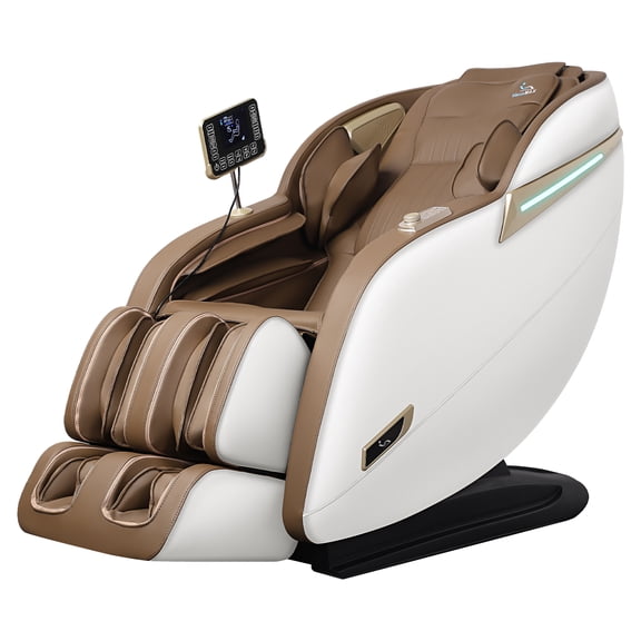 MassaMAX 2026 Version Full Body Massage Chair, Zero Gravity Recliner with SL Track, Heating Function, Beige/Brown