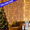 thumbnail image 2 of Guirnalda de cortina, luces Led para festivales, decoración navideña, 8 modos, Control remoto por USB, luz navideña para dormitorio, hogar y exteriores, 2 of 4