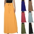 thumbnail image 2 of PUMISAS Long Skirt For Women Soft Adjustable Drawstring Elastic Waistband Skirts Solid Color Casual Loose Skirts With Side Pockets, 2 of 7