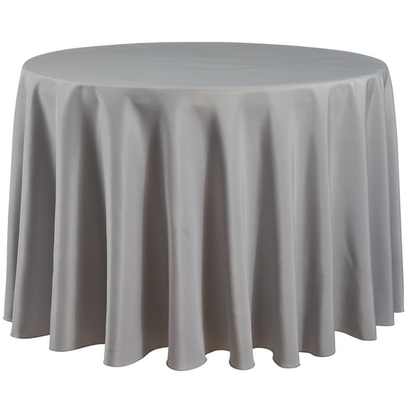 90” Round Premium Tablecloth | Washable Polyester - Wrinkle Resistant | Silver