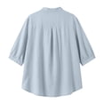 thumbnail image 4 of Endives Womens Cotton Linen Shirt Lapel Embroidered Button Down Shirt 3/4 Sleeve Bteathable Shirt Blouse for Women Spring Trendy Blue, 4 of 5
