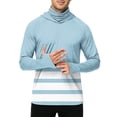 thumbnail image 5 of LTTVQM Unisex Adult Lightweight Full Sun Protection Hooded Long Sleeve Pullover Clean Dual Color Band Stripe Print Attached Face Mask Trekking Boating Top Light Blue XL, 5 of 6